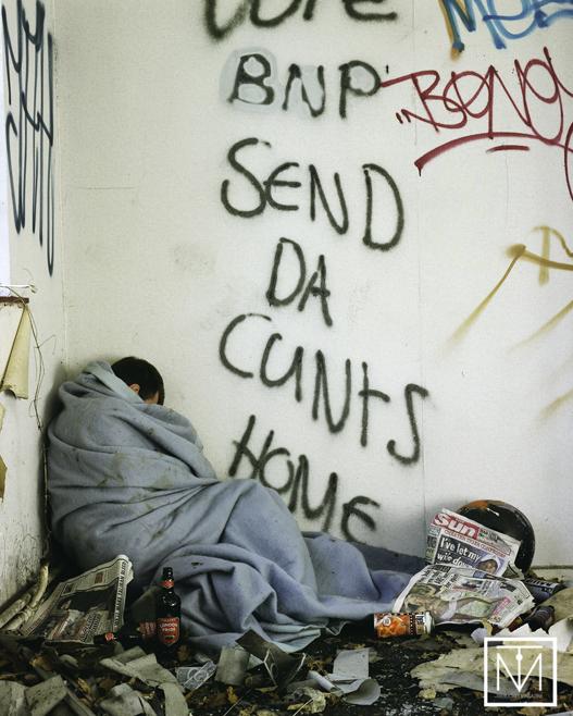 Homeless guy and grafitti