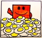 A picture of Mr Strong and eggs