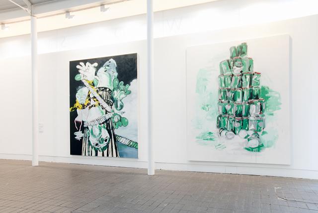 A picture of Installation view, Susan Sluglett, Stag, 2012, and The Emerald City, 2012