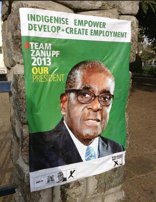 A picture of an election poster, Africa, Mugabe