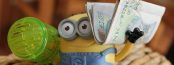 A picture of a minion with money