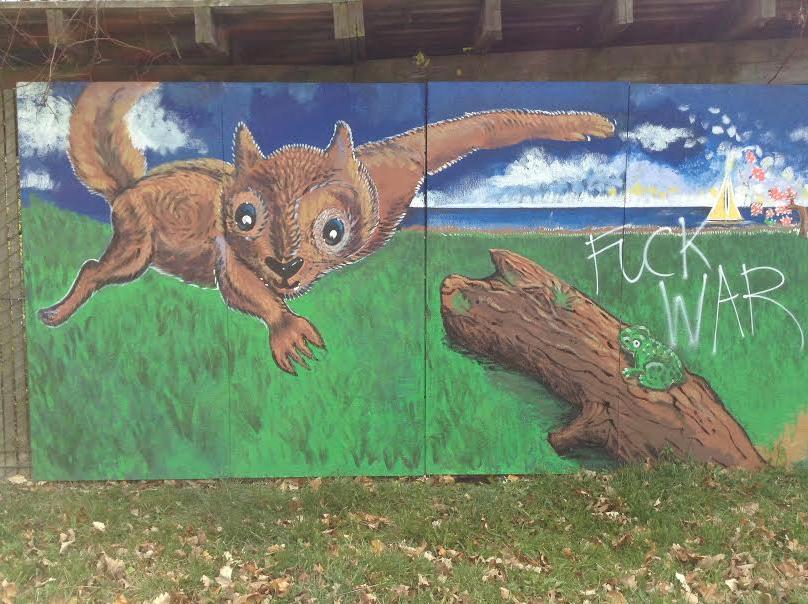 A picture of grafitti at Belle Isle zoo, Detroit