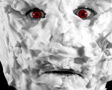 A picture of a face covered in shaving foam