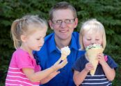 Professor Alex Jensen with his two daughters. By Mark Philbrick/BYU