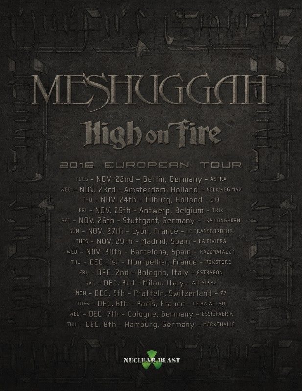 Meshuggah European Tour 2016