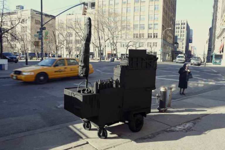 John Clang, Street Vendor, Silhouette/Urban Intervention (Black Tape), 2009