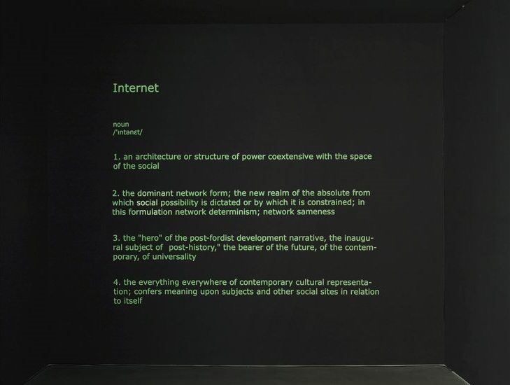 Zach Blas, Totality Study #1 Internet, a definition, 2015. Photo luminescent vinyl. Courtesy of the artist. Photo Andy Keate.