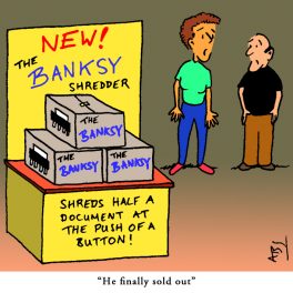 Banksy: Satirical Saturday Cartoon on Art by Alex Brenchley 2018