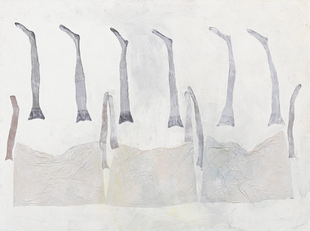 paintings of upside legs and stocking