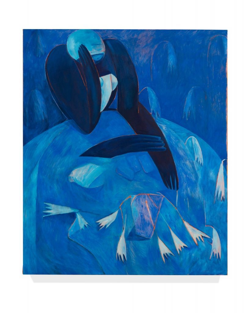 painting of a woman in blue
