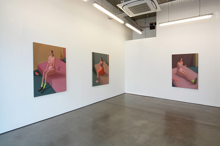 installation of large-scale paintings