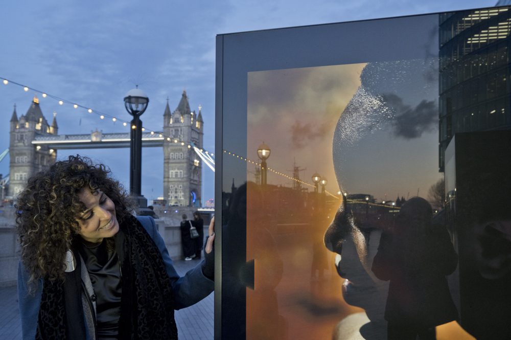 Laura El-Tantawy at the launch of WaterAid and the Wimbledon Foundation Carrying Life: Motherhood and Water in Malawi, a striking outdoor multimedia exhibition by award-winning British-Egyptian photographer, Laura El-Tantawy, open to the public until 14 April at More London near Tower Bridge,London,England,UK