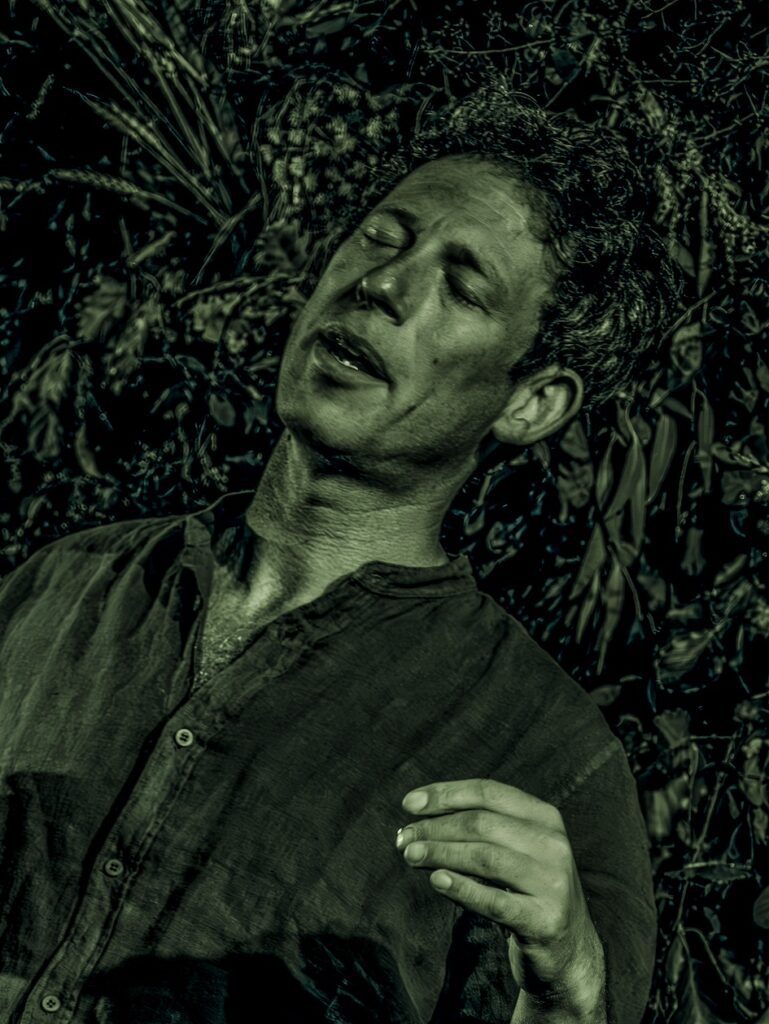 Photo of Folk artist and musician Sam Lee and his band playing at the Round Chapel historical church in Hackney,London, UK,13.6.24 Photo by Julio Etchart