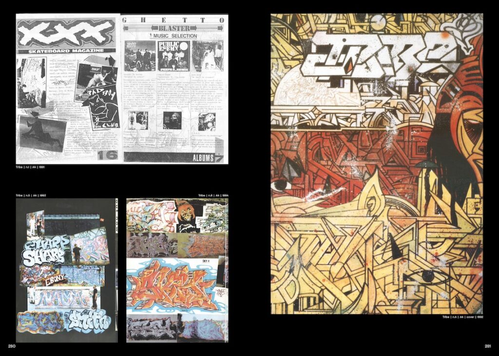 Image shows zine pages of TRIBE, Milano, courtesy, Alberto 'WAG'