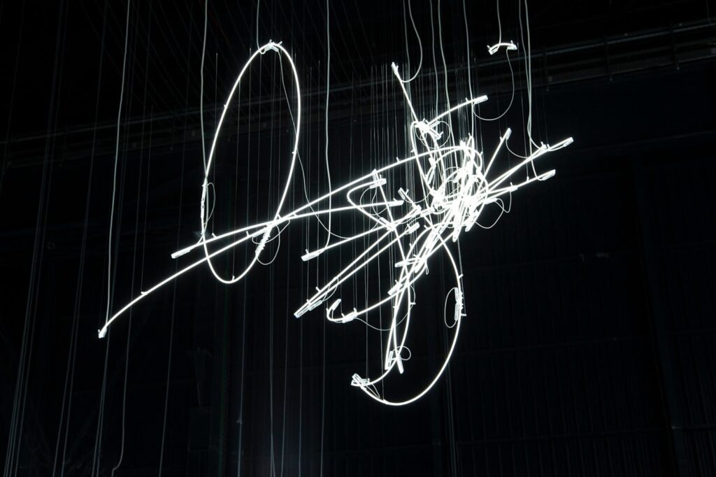 Image shows neon light sculpture by Cerith Wyn Evans