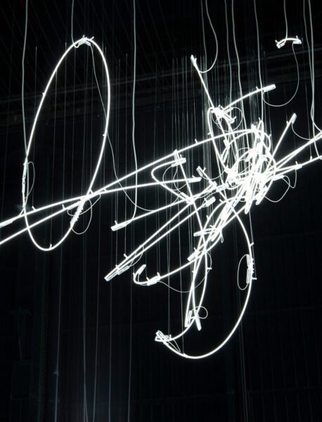 Image shows neon light sculpture by Cerith Wyn Evans