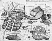 Image shows Drawing by Ken Turner of an Action Space environment