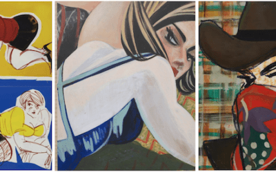 Image shows paintings of women by Ella Kruglyanskaya