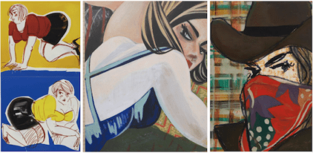Image shows paintings of women by Ella Kruglyanskaya