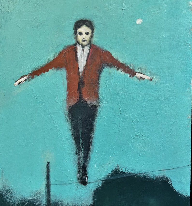 A painting by James Johnston, Tightrope, 2025