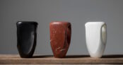 Mauro Mori Scudo Black, 2006, Sculptures, Black Belgium marble, limited edition 8, H 17.5 x L 11 x P 6.3 in / Mauro Mori Scudo Red, 2019, Sculptures, Red marble, limited edition 8, H 17.5 x L 11 x P 6.3 in / Mauro Mori Scudo White, 2006, Sculptures, Calacatta marble, limited edition 8, H 17.5 x L 11 x P 6.3