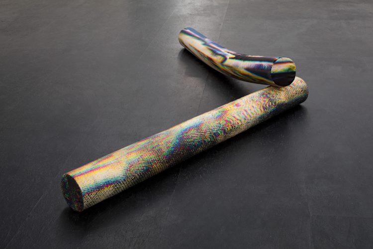 Sara Enrico, RGB (skin), 2015 Sublimation printing on polyester, foam, 20 x 180 x 20 cm each Photo Günter Richard Wett