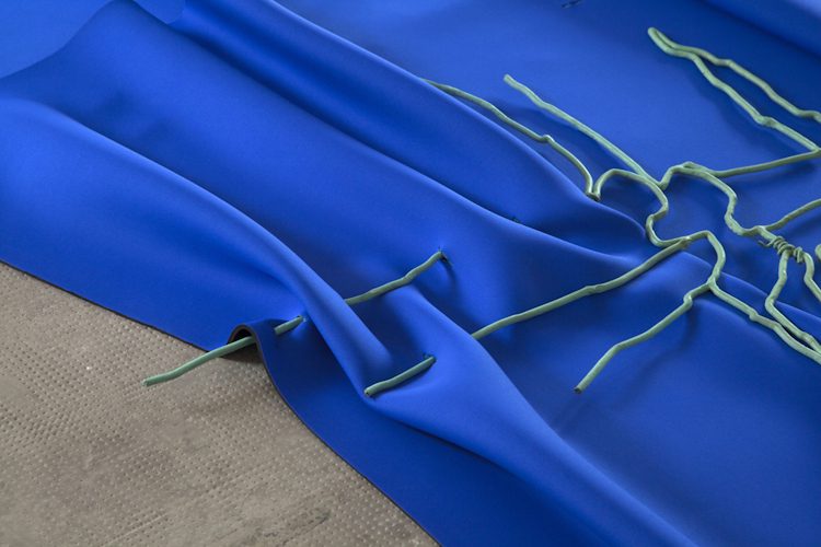 Sara Enrico, Mirroring, 2016 (detail) Bronze, neoprene, silk thread and polyester 10 x 140 x 200 cm Installation view of Open Studio, Fonderia Artistica Battaglia, Milano, 2016 Photo: Virgina Taroni