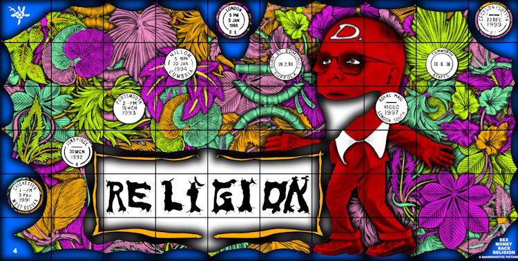 Gilbert & George SEX MONEY RACE RELIGION, 2016 Dimensions variable © Gilbert & George. Courtesy of Gilbert & George, Fondation Louis Vuitton, Paris and White Cube