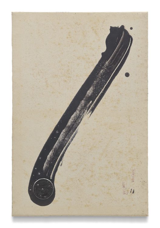 Paul Sietsema, Action painting (black line), 2025. Oil and enamel on canvas. Photo: Lee Thompson