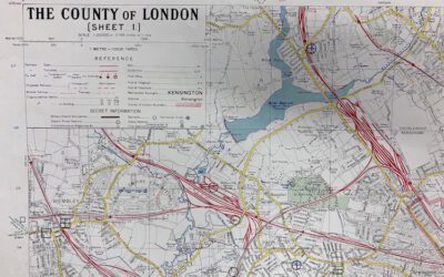 Secret plan of London, produced for the General Strike of 1926, that details vulnerable military installations, police posts and fire stations. Produced by the Ordnance Survey for the War Office, later transferred to the British Library from the Ministry of Defence. Secret plan of London, 1926 (detail) © British Library Board