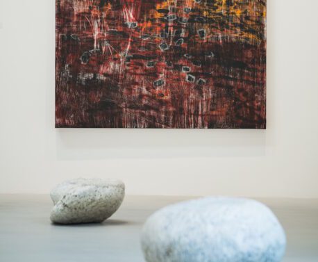 Laís Amaral, Le maître des arcanes (2025) and Solange Pessoa, Nihil Novi Sub Sole (2019–2021) in ERASURE at Goodwood Art Foundation. Photo by Toby Adamson.