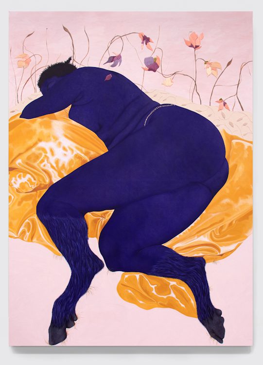 Stacey Gillian Abe, The Garden 1, 2024. Oil, acrylic and hand embroidered details on canvas