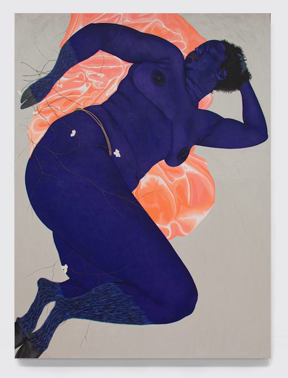 Stacey Gillian Abe, The Garden 3, 2025 Oil, Acrylic And Hand Embroidered Details On Canvas 200 X 150 Cm