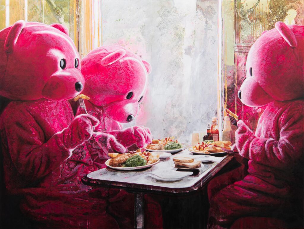 LUAP, Golden Chips & The Three Bears - 2025 - Oil and Acrylic on Canvas - 244cm x 183cm