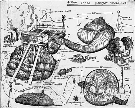 Drawing by Ken Turner of Experimetal Universty of Action Space