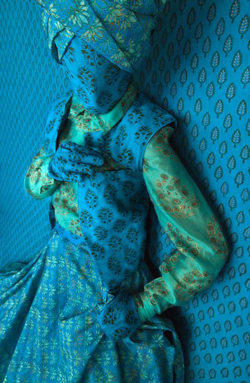 Alia Ali, Peak, Archival pigment print, mounted, UV laminated, frame upholstered by the artist in hand-printed wood block Rajasthani, 66 x 45 1/2 x 3 inches, 2024