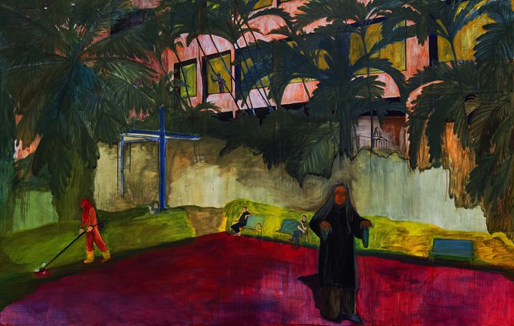 Jiacheng Li, Poster child, 2026. Oil on canvas 150 x 300 cm