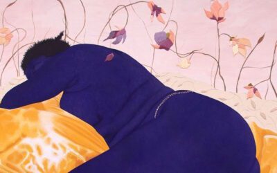 Stacey Gillian Abe, The Garden 1, 2024. Oil, acrylic and hand embroidered details on canvas